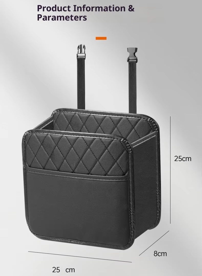 MLADEN Car Backseat Organizer, Hanging Seat Back Storage Bag with Trash Can, Multi-Functional Leather Car Pocket for Truck, Minivan, SUV, RV – Road Trip Must-Have - Image 2