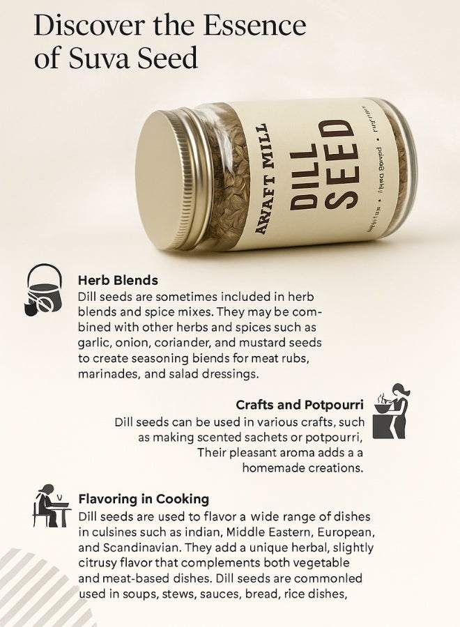 زهر بذور الشبت (بذور سوفا) من AL ZAHR - بذور مجففة عالية الجودة، نقية 100%، مصنفة يدويًا - متعددة الاستخدامات في الطهي والحرف اليدوية والاستخدامات العشبية - Image 3