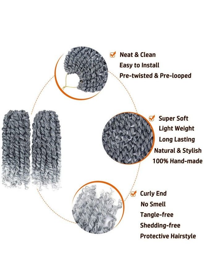 Dorsanee - Pretwisted Passion Twist Hair 10 Inch 8 Packs Short Passion Twist Crochet Hair Prelooped Crochet Braids For Women Bohemain Passion Twists Synthetic Curly Crochet Hair Extensions (1B/Gray) - Image 1