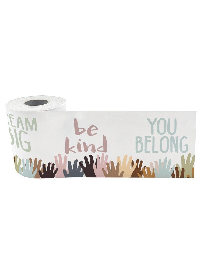 Teacher Created Resources Everyone is Welcome Helping Hands Straight Rolled Border Trim - 50ft - Decorate Bulletin Boards, Walls, Desks, Windows, Doors, Lockers, Classrooms, Homeschool & Offices - Image 2