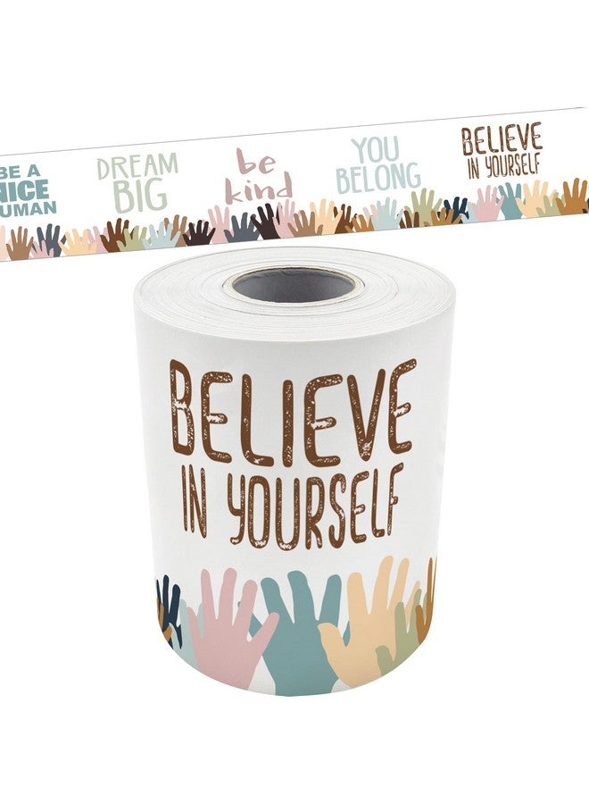 Teacher Created Resources Everyone is Welcome Helping Hands Straight Rolled Border Trim - 50ft - Decorate Bulletin Boards, Walls, Desks, Windows, Doors, Lockers, Classrooms, Homeschool & Offices - Image 1