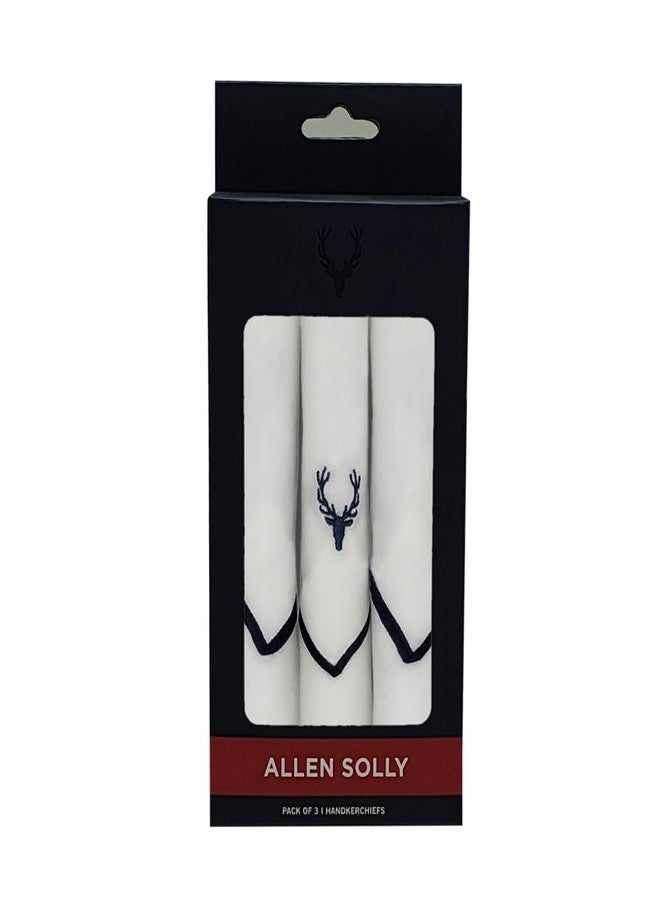 Allen Solly Men's Cotton White Handkerchiefs with Colored Border & Brand Logo (Pack of 3) - Image 5