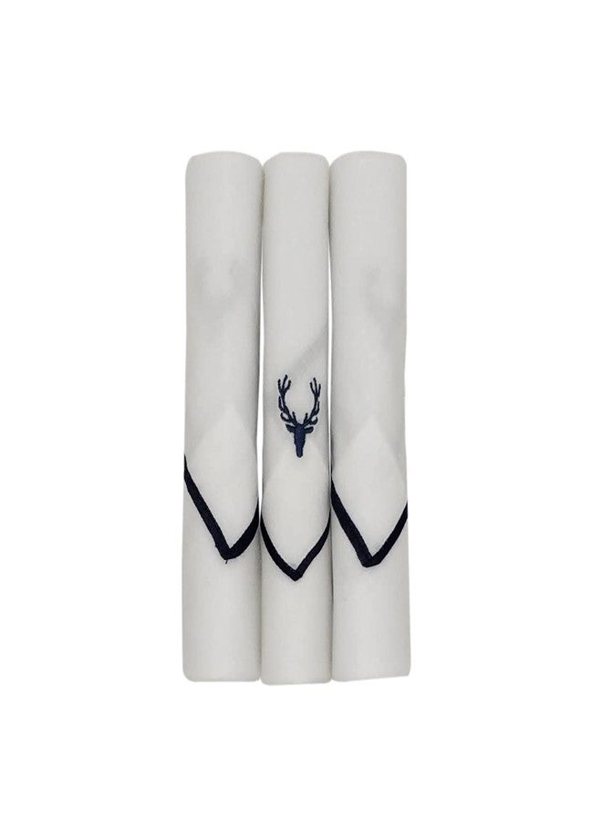 Allen Solly Men's Cotton White Handkerchiefs with Colored Border & Brand Logo (Pack of 3) - Image 1