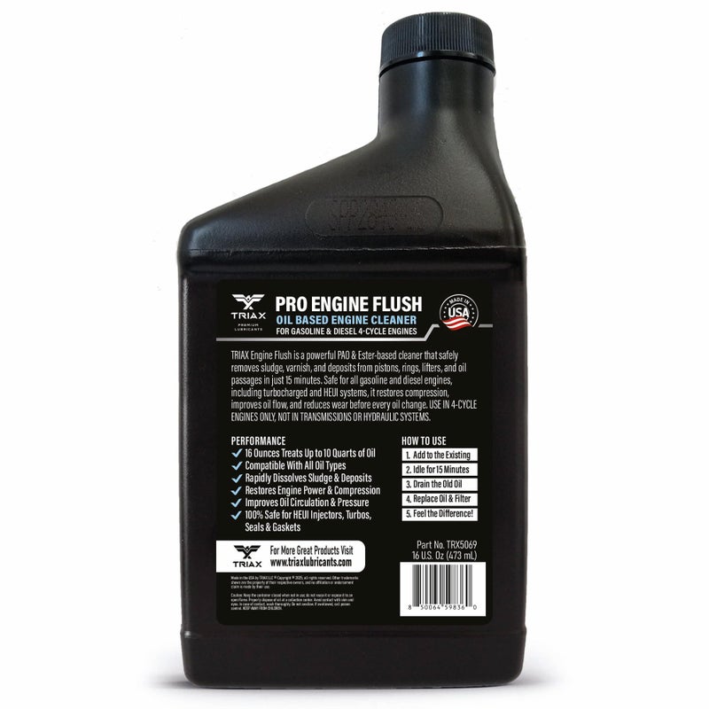 TRIAX Pro Engine Flush Oil-Based Deep Clean Motor Oil Flush Removes Sludge & Carbon | Non-Solvent | Safe for Engine, Seals, Injectors | Professional Shop Grade (16 oz - 473 ml) - Image 2