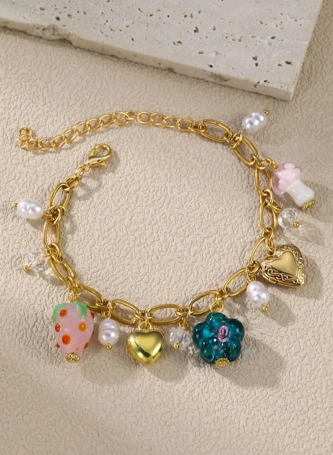 تايك تو سوار بتعليقات قلب وفراولة وزهور ولؤلؤ صناعي