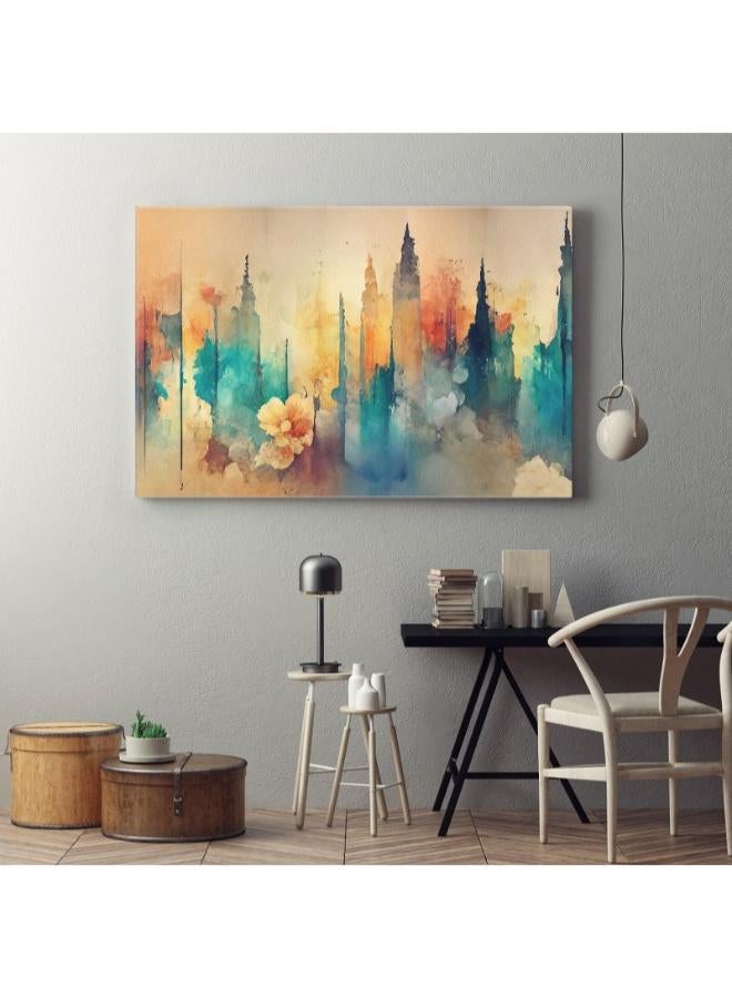 home gallery abstract art with watercolor stain Printed Canvas wall art - Image 1