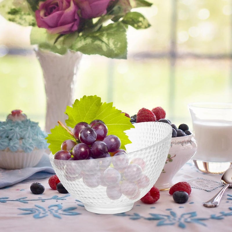 Beavorty Creative Hammered Glass Salad Bowl 9.5 Inch Fruit Serving Bowl for Home Kitchen Dining and Party Use - Image 4
