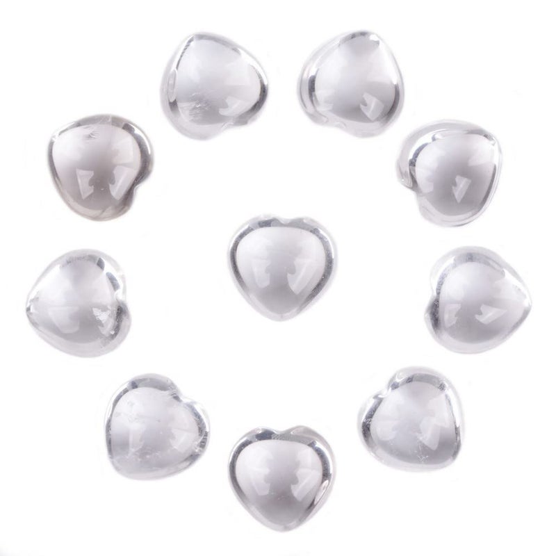 JUST IN STONES Natural Clear Quartz Gemstone Healing Crystal 08 Mini Puffy Heart Pocket Stone Iron Gift Box Pack of 10