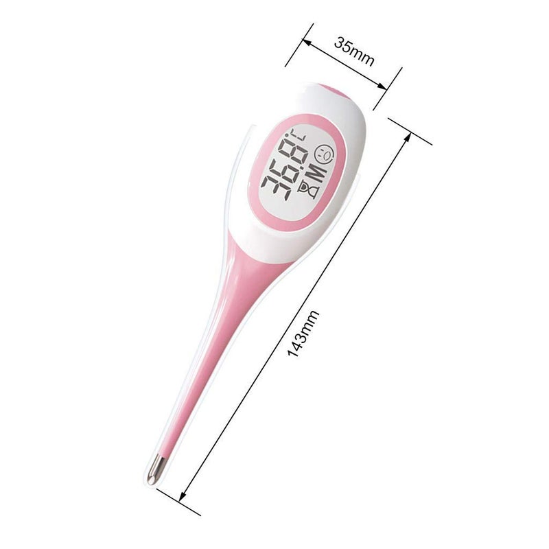 High-end 8-second fast thermometer, electronic thermometer, human oral thermometer, large LCD three-color soft head thermometer, pink - Image 4