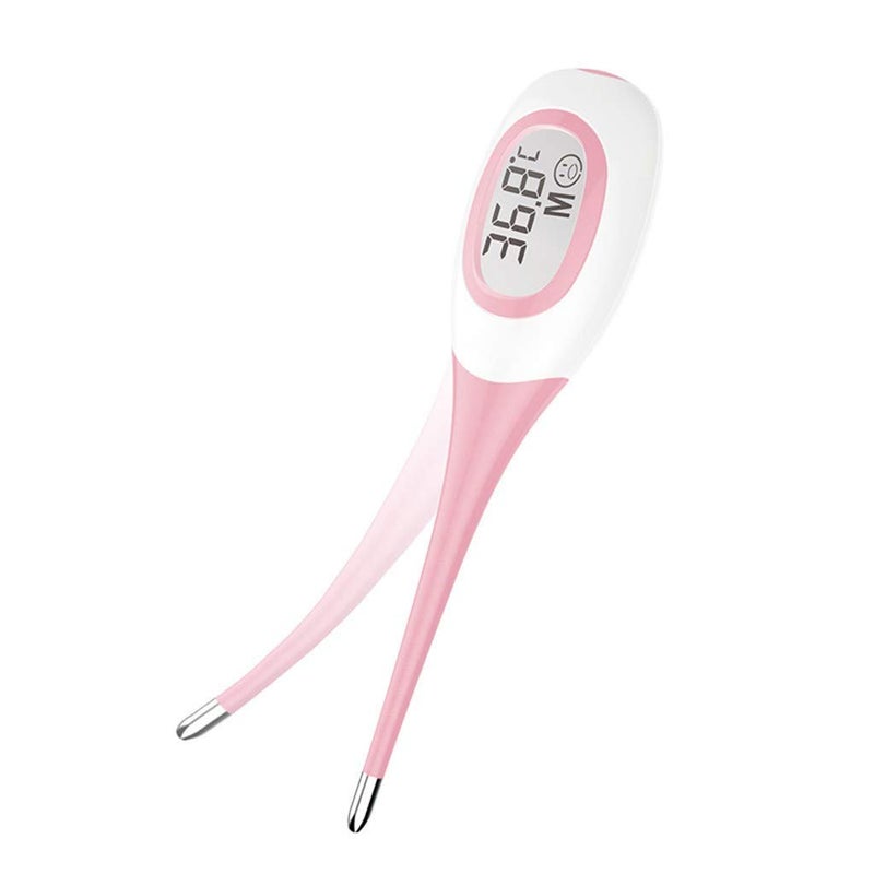 High-end 8-second fast thermometer, electronic thermometer, human oral thermometer, large LCD three-color soft head thermometer, pink - Image 3