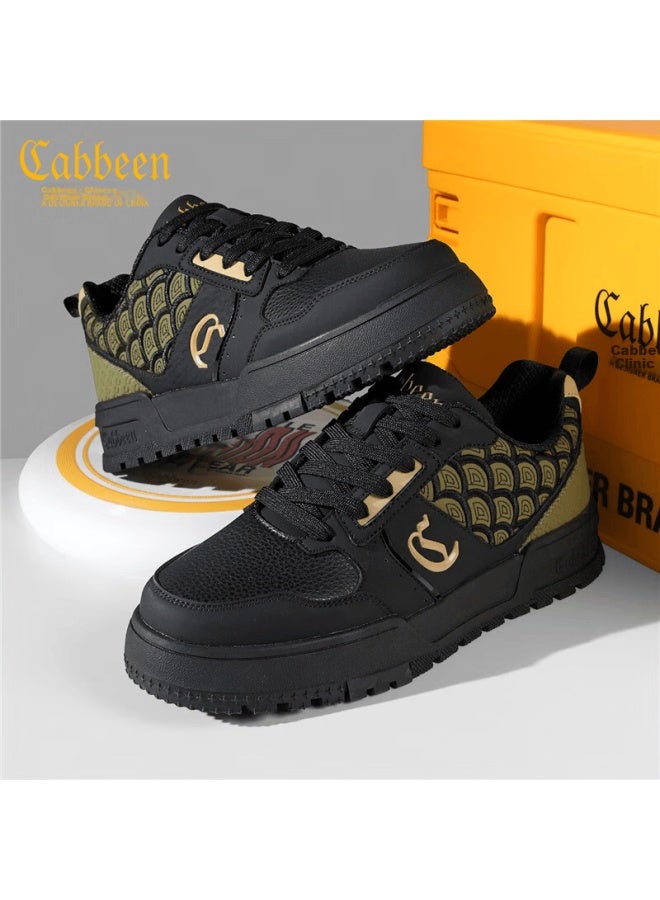 Cabbeen New Colorblock Casual Sneakers Thick Sole Height Increasing Luxury Niche Trendy Sneakers Black Size 42 - Image 3