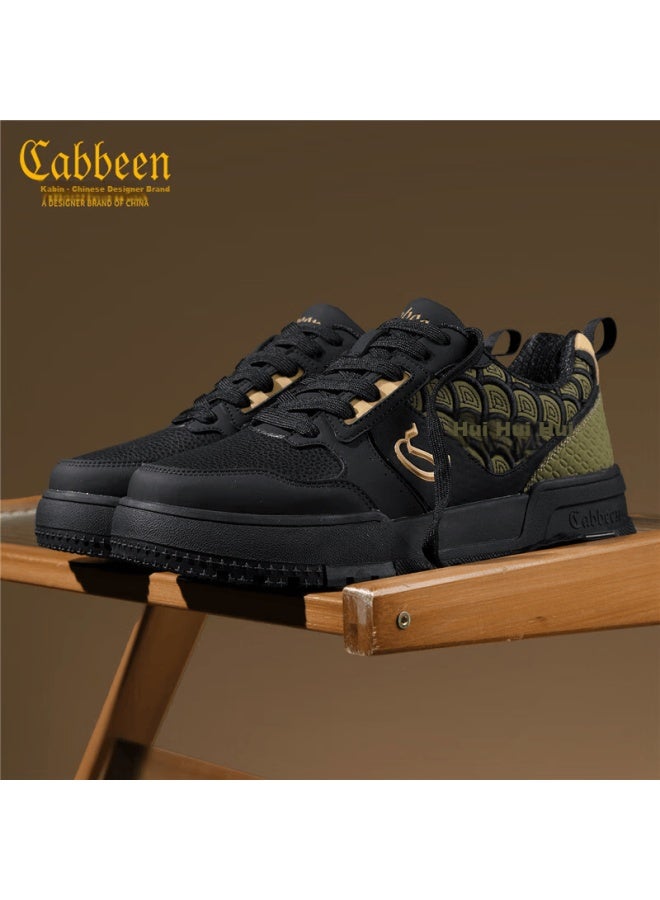 Cabbeen New Colorblock Casual Sneakers Thick Sole Height Increasing Luxury Niche Trendy Sneakers Black Size 42 - Image 4