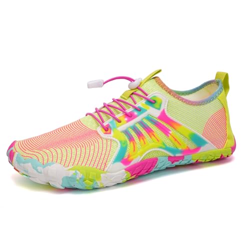 WateLves Water Shoes Men Women Barefoot QuickDry Aqua Sock Outdoor Athletic Sport Shoes Kayaking Boating Hiking SurfingYellowPink40 - Image 1