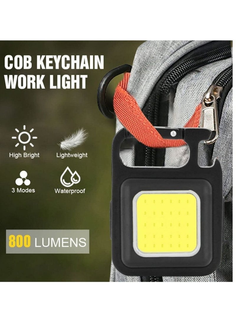Generic - Mini COB Work Light Rechargeable, Small Keyring Torch 800 Lumens Keychain Flashlight with 4 Modes, Portable Lamp Pocket Bottle Opener, Magnetic Base Torch Camping Light [Energy Class A+] - Image 1