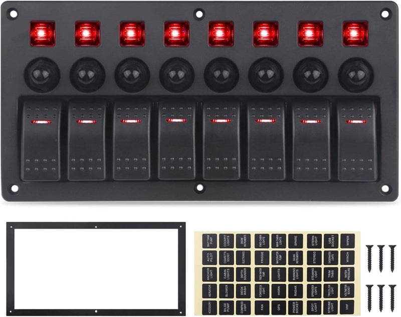 Wivplex 8 Gang Waterproof Switch Panel for Marine and Automotive - Image 1