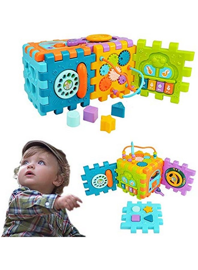 فيكريدا مجموعة ألعاب VikriDA Baby Activity 6 في 1 لفرز الأشكال ومراكز الألعاب التعليمية والموسيقى للأطفال من سن 1 إلى 2 سنة - متعددة الألوان (حجم كبير) - Image 1