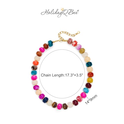 HolidayQbee Colorful Beaded Necklace for Women Boho Bead Chunky Necklace Bead Necklace Fashion Trendy Summer Beaded Necklaces Jewelry Gifts - Image 5