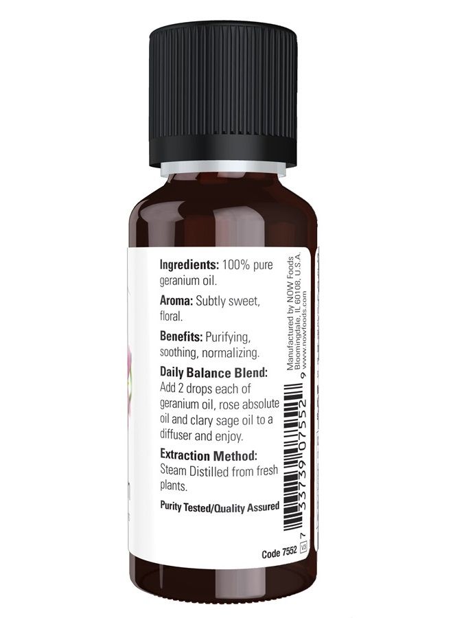 now Essential Oils, Geranium Oil, Soothing Aromatherapy Scent, Steam Distilled, 100% Pure, Vegan, Child Resistant Cap, 1-Ounce - Image 2