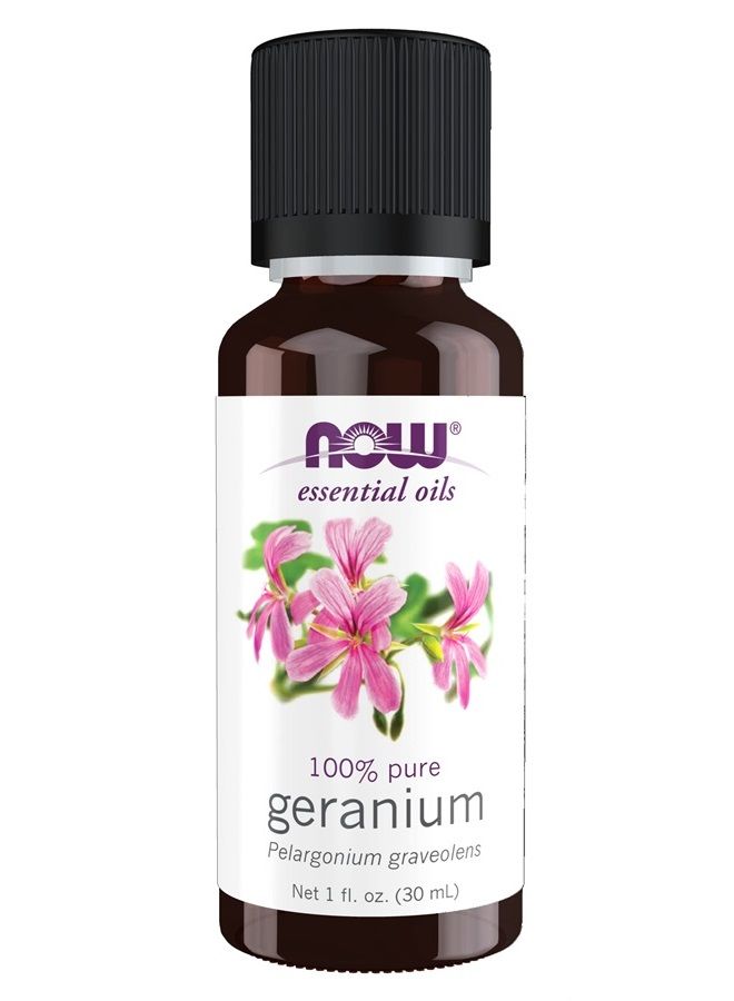 now Essential Oils, Geranium Oil, Soothing Aromatherapy Scent, Steam Distilled, 100% Pure, Vegan, Child Resistant Cap, 1-Ounce - Image 1