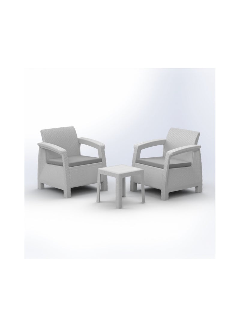 3MPlast Havana 2-Seater Set Rattan Modern Outdoor and Indoor Furniture, Coffee Table, and Cushions - Image 2