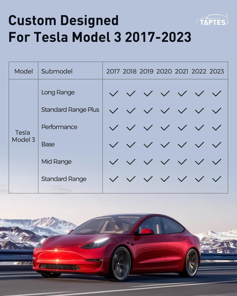 TAPTES Floor Mats for Tesla Model 3 2017-2025, Premium All Weather Anti-Slip Waterproof Floor Liners Car Interior Accessories - for Model 3 Highland 2025 2024 2023 2022 2021 2020 2019 2018 2017 - Image 5