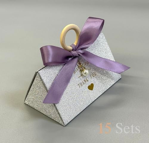 ZJSXINDI 15 Pcs Favor Boxes Gift Wrap Boxes Silver Flash Gift Box 5"x 3" For Party Favor, Weddings, Bridal Showers, Bridesmaids... Gift Wrap Boxes Bulk for Crafting (Purple) - Image 3