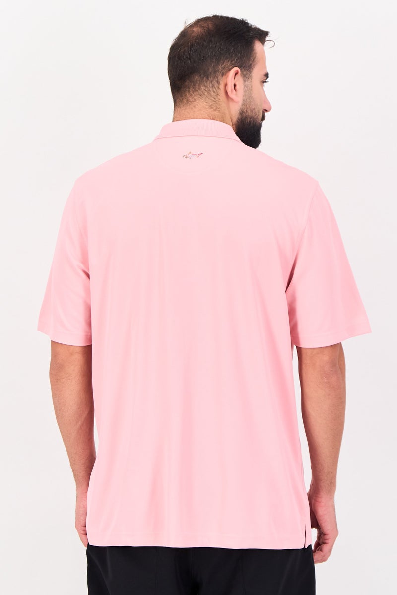 Greg Norman Men Sportswear Fit Short Sleeve Training Polo Shirt, Pink - Image 3