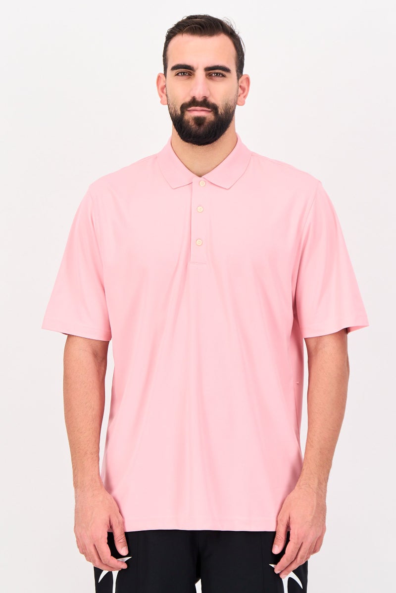 Greg Norman Men Sportswear Fit Short Sleeve Training Polo Shirt, Pink - Image 1