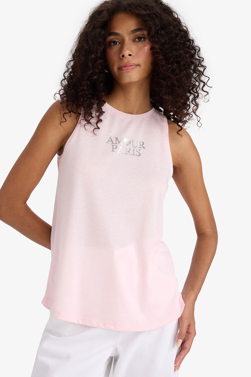 DeFacto Woman Relax Fit Printed Crew Neck Tank Top  - Image 1