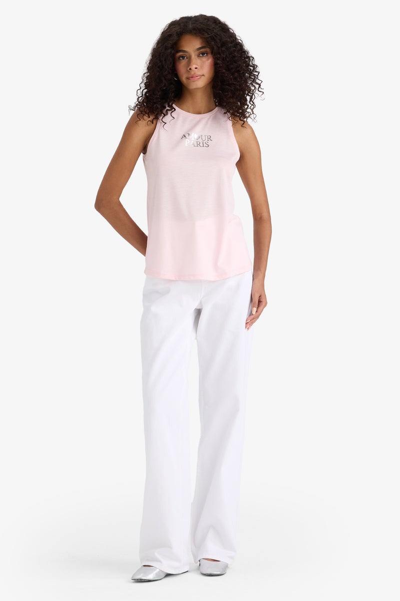 DeFacto Woman Relax Fit Printed Crew Neck Tank Top  - Image 2