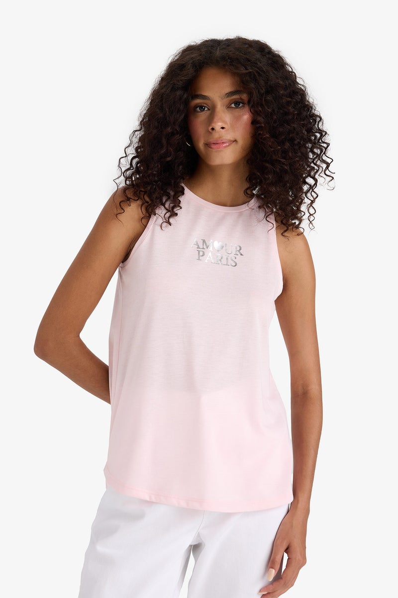 DeFacto Woman Relax Fit Printed Crew Neck Tank Top  - Image 3