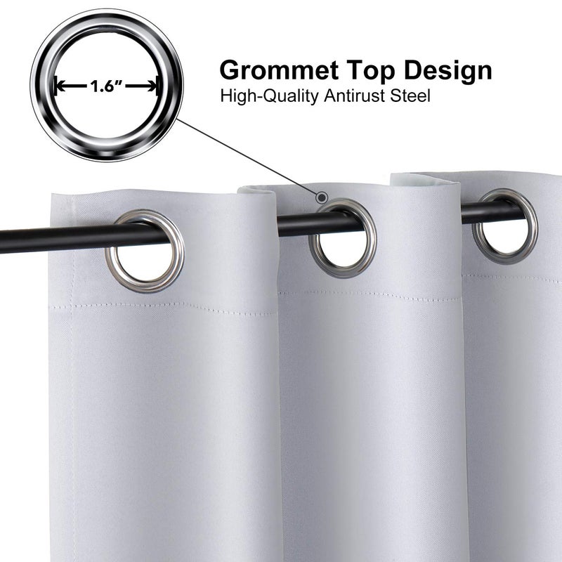 ChrisDowa Small Window Curtains for Kitchen and Bedroom - Grommet Short Thermal Insulated Room Darkening Curtains (2 Panels  Greyish White  42 x 36 Inch) - Image 3