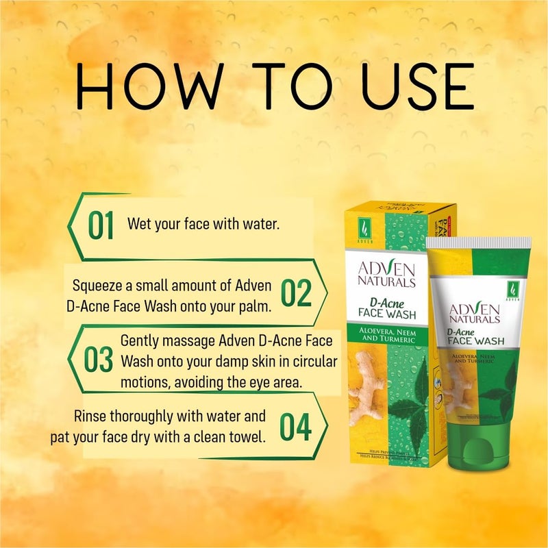 Adven Naturals DAcne Facewash for Spotless Glowing acne free Skin  Prevents Pimples Acne Scars  Blackheads  Natural Ingredients with Aloe Vera Neem  Turmeric 100GM - Image 4