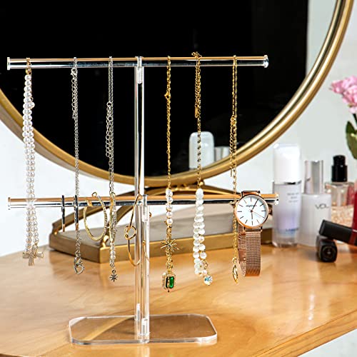 lengnoyp Premium Jewelry Stand , Solid Clear 2-Tier Acrylic Jewelry Organizer Stand & Bracelet holder Stand for Necklace Display, Ring & Watch Display - Image 2