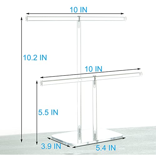 lengnoyp Premium Jewelry Stand , Solid Clear 2-Tier Acrylic Jewelry Organizer Stand & Bracelet holder Stand for Necklace Display, Ring & Watch Display - Image 4