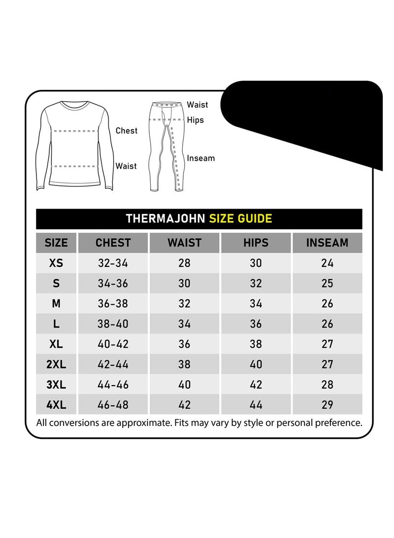 Men's Cotton Thermal Underwear Set Shirt Pants Long Johns, White - Image 2