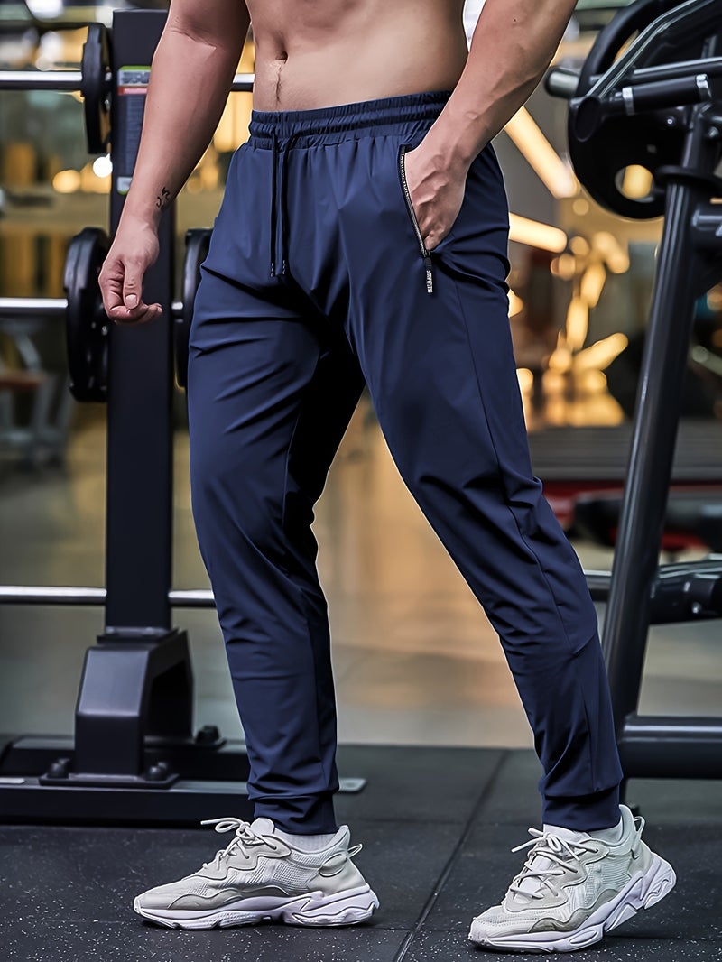 Explosive Flower Zipper Ice Silk Pants Summer Ice Silk Pants Men'S And Women'S Bundle Foot Sports Pants High Elastic Quick-Drying Casual Pants Straight - Image 1