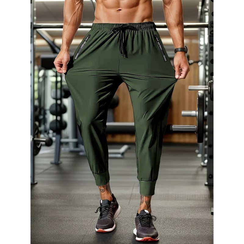 Explosive Flower Zipper Ice Silk Pants Summer Ice Silk Pants Men'S And Women'S Bundle Foot Sports Pants High Elastic Quick-Drying Casual Pants Straight - Image 2