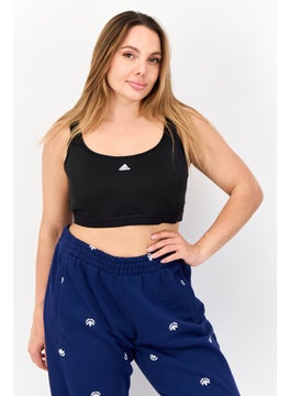 Adidas Women Brand Logo Lightly Padded Sports Bra, Black  - Image 1