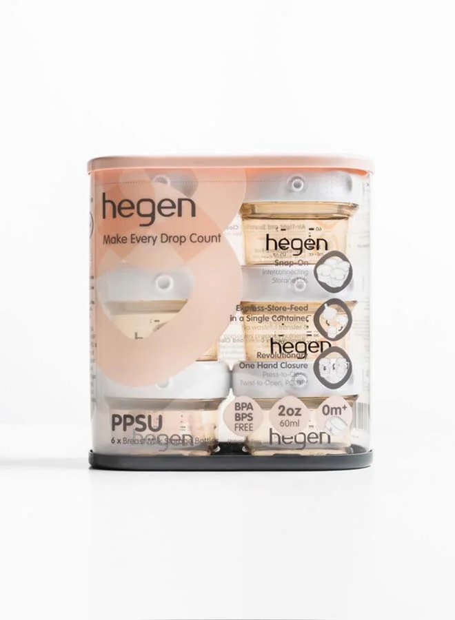 hegen Pack Of 6 Breast Milk Storage Ppsu, 60 ml