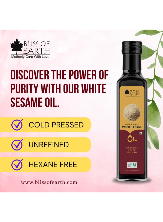 بليس اوف ايرث 500 مل زيت سمسم أبيض عضوي معتمد للتدليك والطبخ وتناول الطعام والضغط على البارد وخالي من الهكسان - Image 4