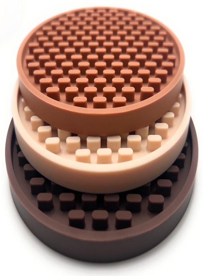 Happitasa 4.25 Inch Bar Mat Style Silicone Beverage Coasters, Set of 6 with Holder (Multicolor - Brown) - Image 2
