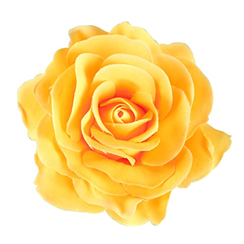 BinaryABC Artificial Rose Flower Hairpin Hair Clips,Flower Brooch for Women Party (Yellow) - Image 1