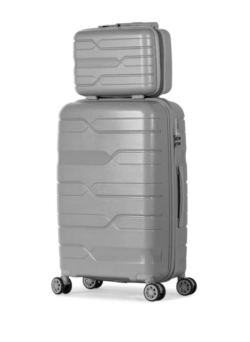 Piece Cabin Trolley Luggage Set with 8 Spinner Wheels and TSA Lock - Grey  - Image 1