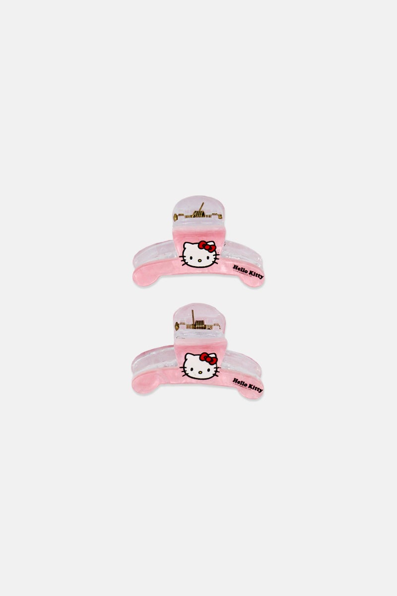 Hello Kitty Kids Girl 2 Pieces Hair Claw Clips Set, Pink - Image 2