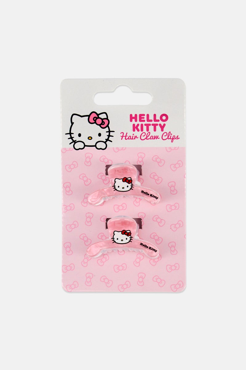 Hello Kitty Kids Girl 2 Pieces Hair Claw Clips Set, Pink - Image 1
