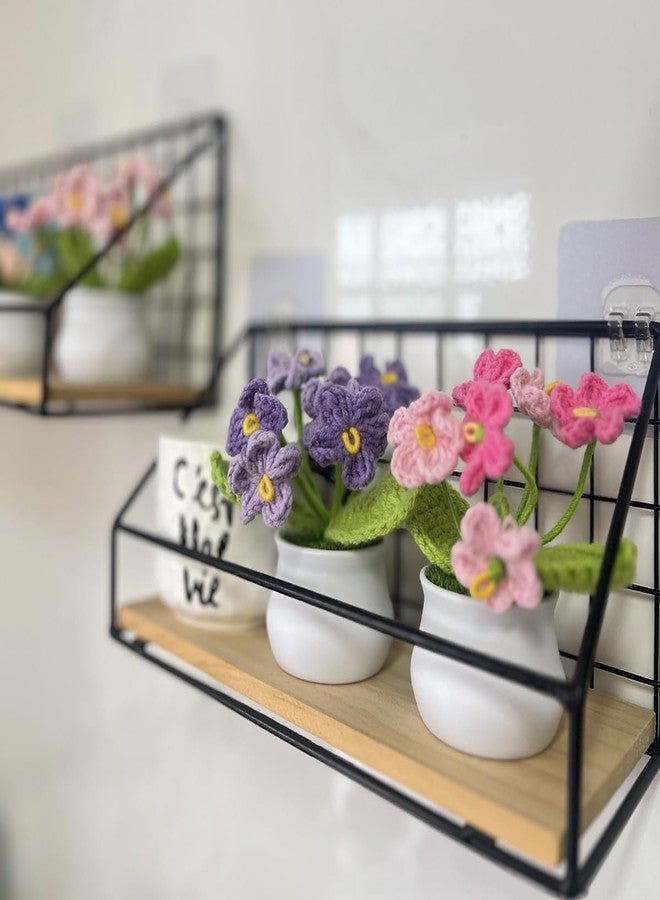 MofivKce Crochet Forget-Me-Not Potted Plants Handmade Artificial Flowers for Home Decor, Wedding, Birthday Gift for Friends and Family (Gradient Purple) - Image 5