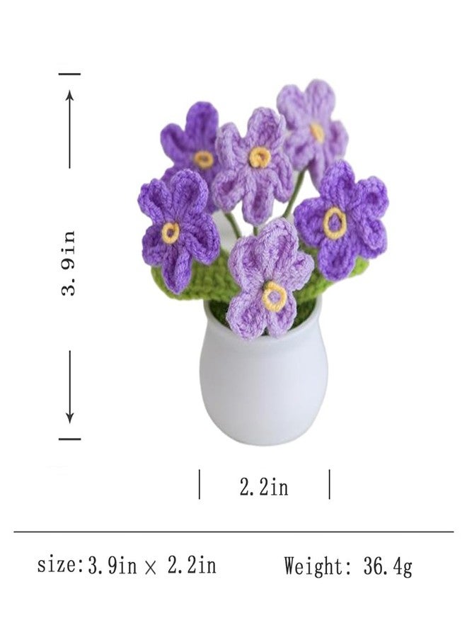 MofivKce Crochet Forget-Me-Not Potted Plants Handmade Artificial Flowers for Home Decor, Wedding, Birthday Gift for Friends and Family (Gradient Purple) - Image 2