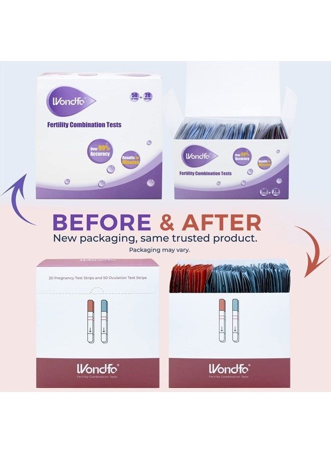 Wondfo - 50 Ovulation Test Strips and 20 Pregnancy Test Strips Kit - Rapid Test Detection for Home Self-Checking (50 LH + 20 HCG) EXP:11/9/2023 - Image 1