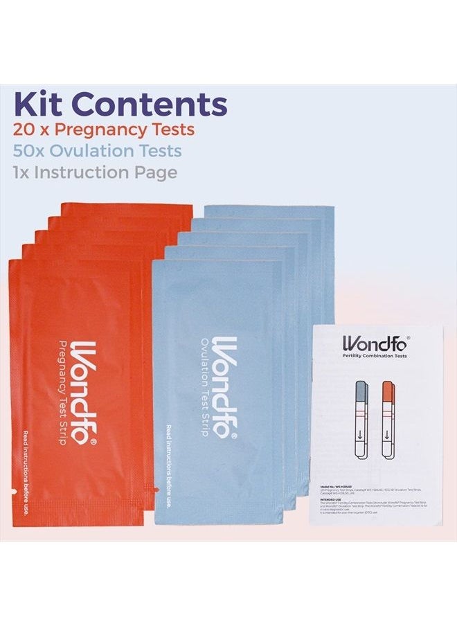 Wondfo - 50 Ovulation Test Strips and 20 Pregnancy Test Strips Kit - Rapid Test Detection for Home Self-Checking (50 LH + 20 HCG) EXP:11/9/2023 - Image 1